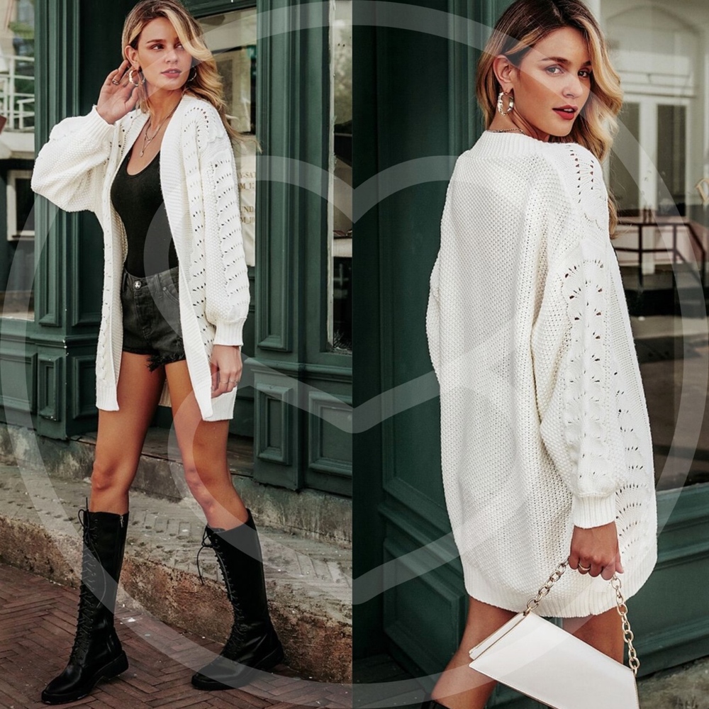 HEATHER Knit Cardigan - WHITE - Picture 2 of 3